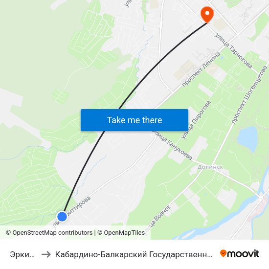 Эркин Ёзен to Кабардино-Балкарский Государственный Аграрный Университет map