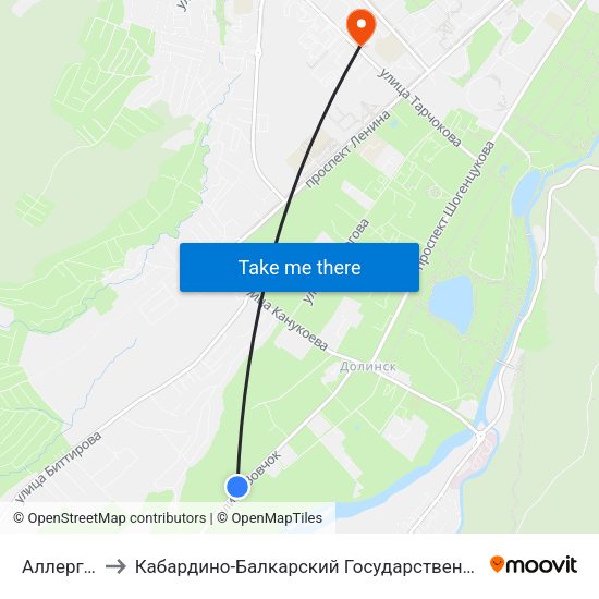 Аллергоцентр to Кабардино-Балкарский Государственный Аграрный Университет map