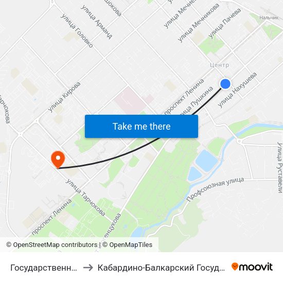 Государственный Концертный Зал to Кабардино-Балкарский Государственный Аграрный Университет map
