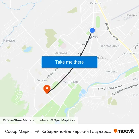 Собор Марии Магдалины to Кабардино-Балкарский Государственный Аграрный Университет map