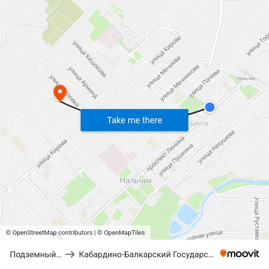 Подземный Переход to Кабардино-Балкарский Государственный Университет map