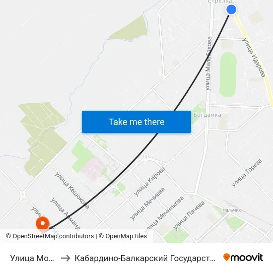 Улица Мовсисяна to Кабардино-Балкарский Государственный Университет map