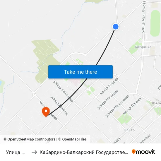 Улица Шукова to Кабардино-Балкарский Государственный Университет map