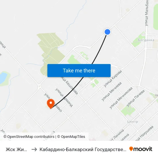 Жск Жилстрой to Кабардино-Балкарский Государственный Университет map