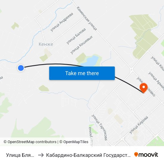 Улица Бляниховых to Кабардино-Балкарский Государственный Университет map