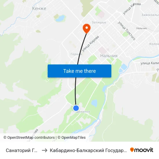 Санаторий Голубые Ели to Кабардино-Балкарский Государственный Университет map