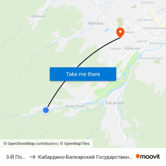 3-Й Посёлок to Кабардино-Балкарский Государственный Университет map