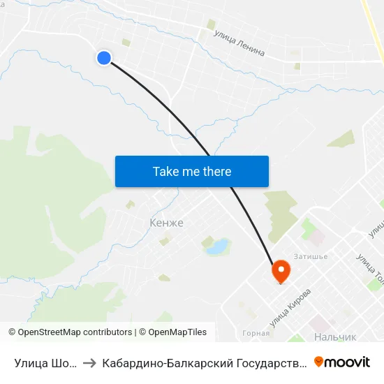 Улица Шокарова to Кабардино-Балкарский Государственный Университет map