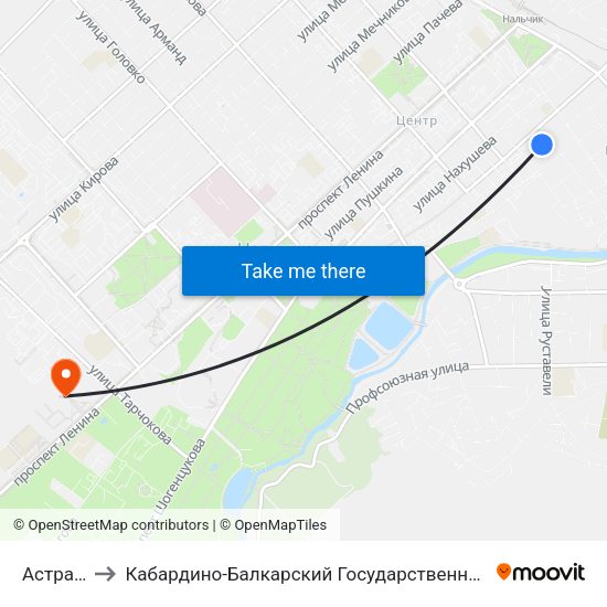 Астраханка to Кабардино-Балкарский Государственный Аграрный Университет map