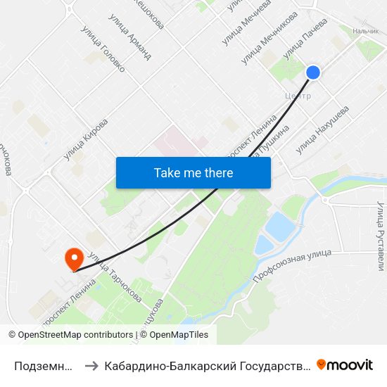 Подземный Переход to Кабардино-Балкарский Государственный Аграрный Университет map