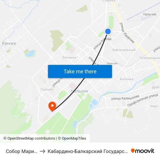 Собор Марии Магдалины to Кабардино-Балкарский Государственный Аграрный Университет map