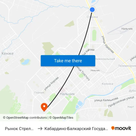 Рынок Стрелка. Первый Въезд to Кабардино-Балкарский Государственный Аграрный Университет map