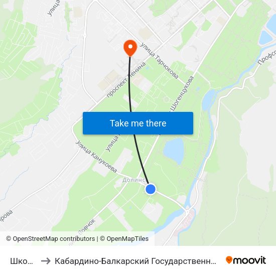 Школа №8 to Кабардино-Балкарский Государственный Аграрный Университет map