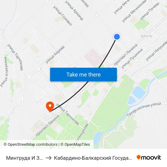 Минтруда И Здравоохранения to Кабардино-Балкарский Государственный Аграрный Университет map