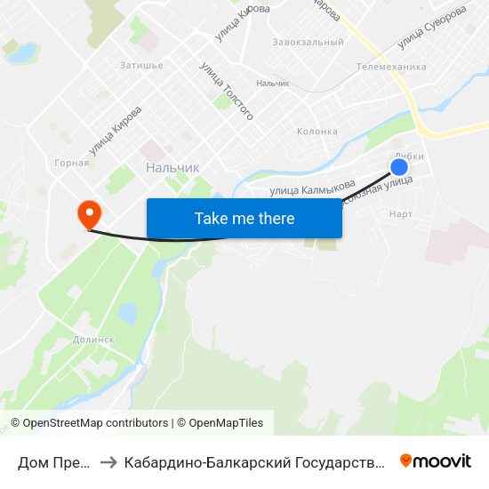 Дом Престарелых to Кабардино-Балкарский Государственный Аграрный Университет map