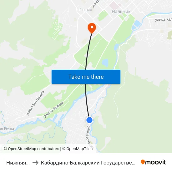Нижняя Мечеть to Кабардино-Балкарский Государственный Аграрный Университет map