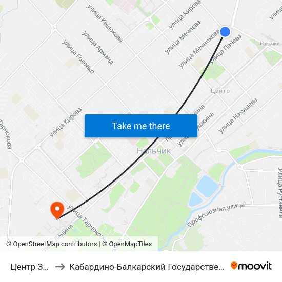 Центр Занятости to Кабардино-Балкарский Государственный Аграрный Университет map