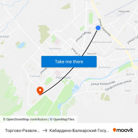 Торгово-Развлекательный Центр Дея to Кабардино-Балкарский Государственный Аграрный Университет map