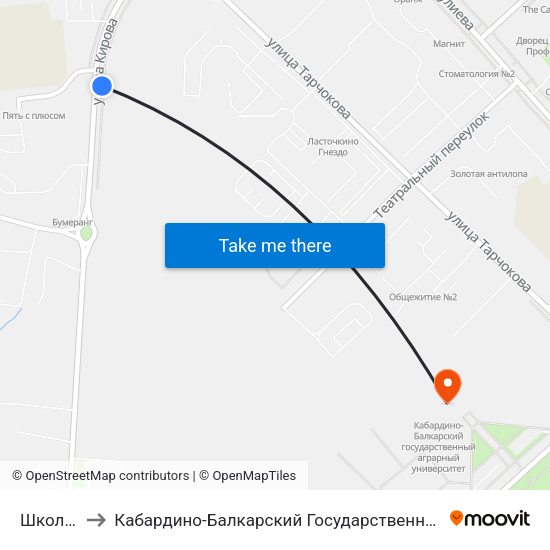 Школа №32 to Кабардино-Балкарский Государственный Аграрный Университет map