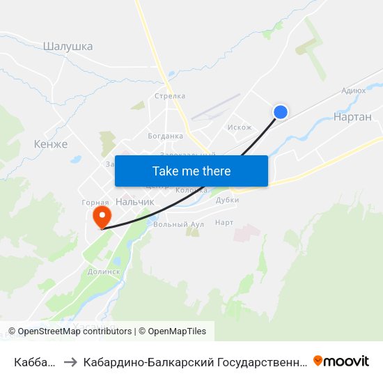 Каббалкснаб to Кабардино-Балкарский Государственный Аграрный Университет map