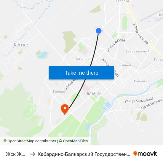 Жск Жилстрой to Кабардино-Балкарский Государственный Аграрный Университет map