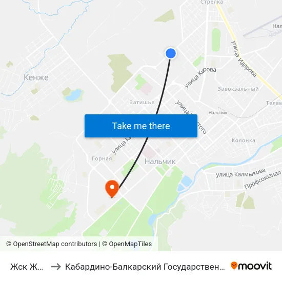 Жск Жилстрой to Кабардино-Балкарский Государственный Аграрный Университет map