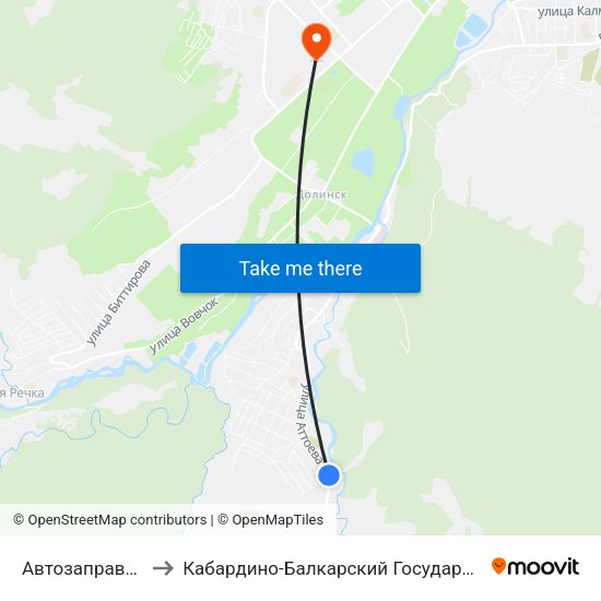 Автозаправочная Станция to Кабардино-Балкарский Государственный Аграрный Университет map