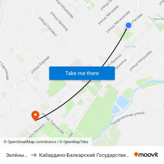 Зелёный Рынок to Кабардино-Балкарский Государственный Аграрный Университет map