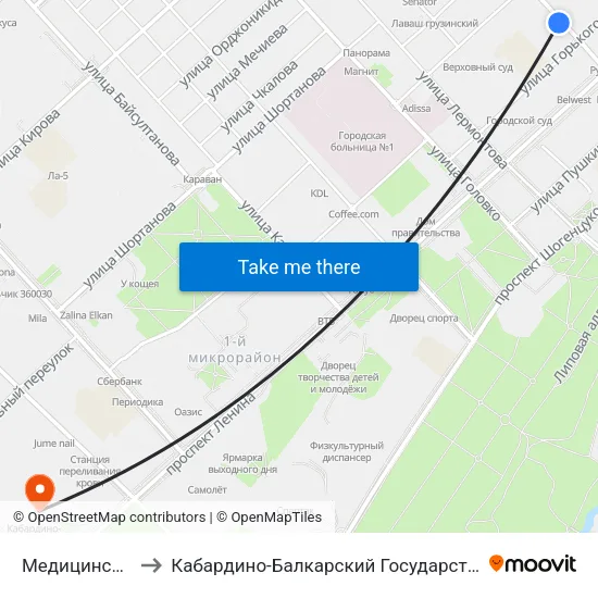 Медицинский Колледж to Кабардино-Балкарский Государственный Аграрный Университет map