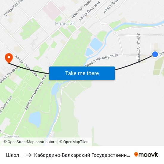 Школа №17 to Кабардино-Балкарский Государственный Аграрный Университет map
