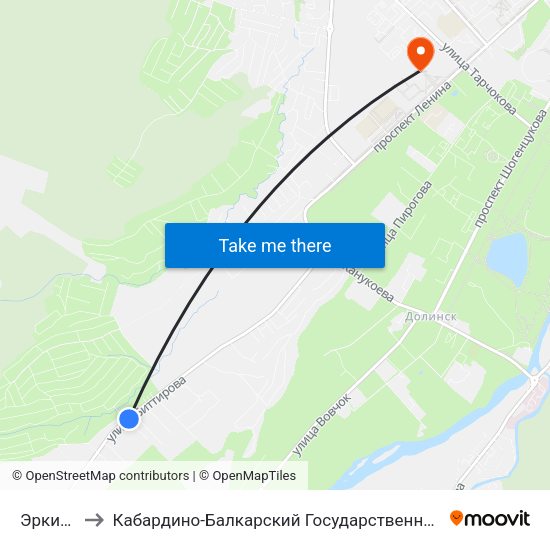 Эркин Ёзен to Кабардино-Балкарский Государственный Аграрный Университет map