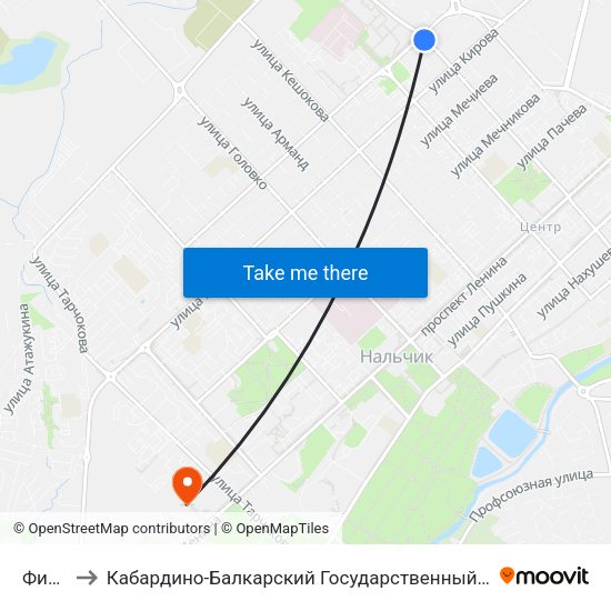 Физмат to Кабардино-Балкарский Государственный Аграрный Университет map