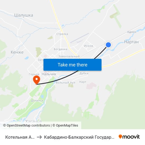 Котельная Александровка to Кабардино-Балкарский Государственный Аграрный Университет map