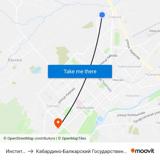 Институт Мвд to Кабардино-Балкарский Государственный Аграрный Университет map