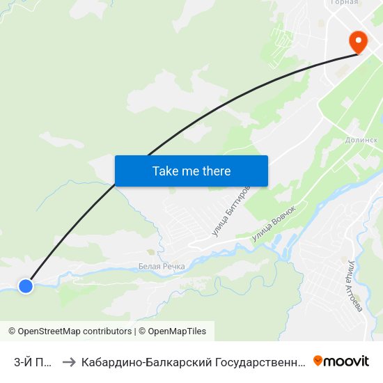 3-Й Посёлок to Кабардино-Балкарский Государственный Аграрный Университет map