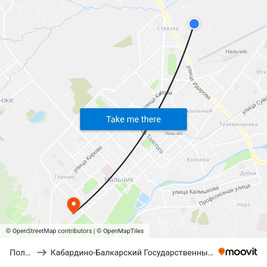 Полк Ппс to Кабардино-Балкарский Государственный Аграрный Университет map