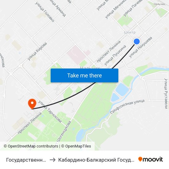 Государственный Концертный Зал to Кабардино-Балкарский Государственный Аграрный Университет map