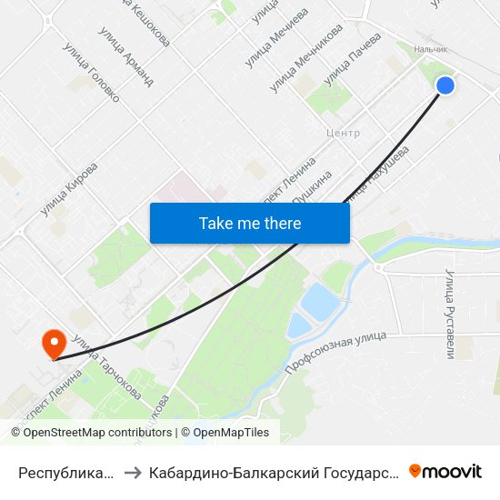 Республиканская Мечеть to Кабардино-Балкарский Государственный Аграрный Университет map