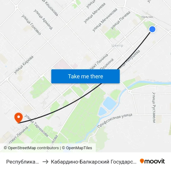 Республиканская Мечеть to Кабардино-Балкарский Государственный Аграрный Университет map