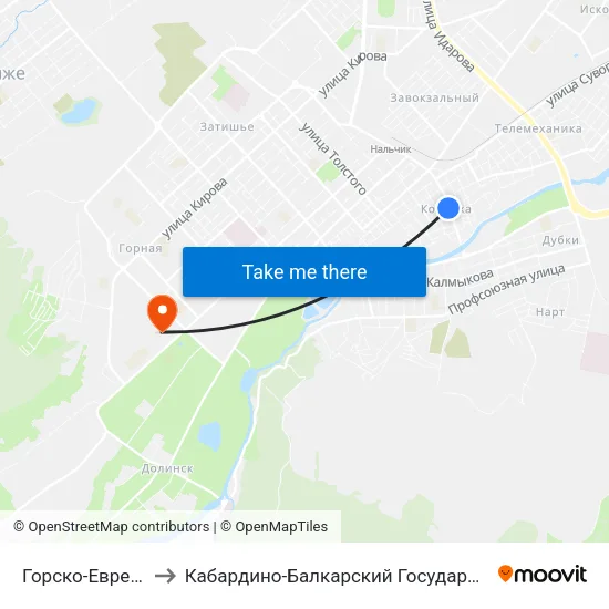 Горско-Еврейская Община to Кабардино-Балкарский Государственный Аграрный Университет map