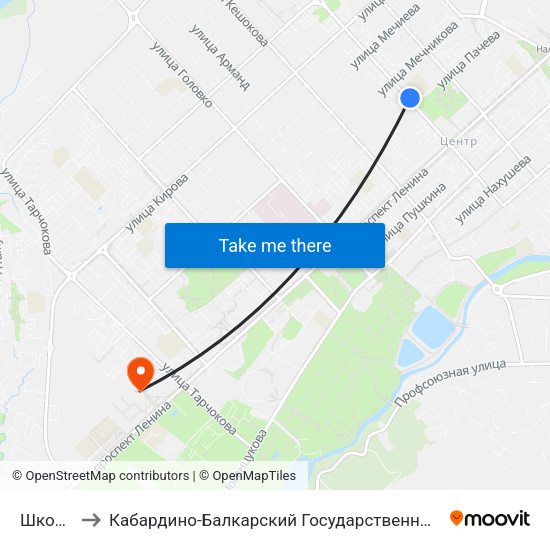 Школа №5 to Кабардино-Балкарский Государственный Аграрный Университет map