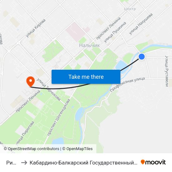 Ридада to Кабардино-Балкарский Государственный Аграрный Университет map