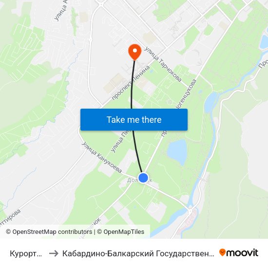 Курортный Зал to Кабардино-Балкарский Государственный Аграрный Университет map