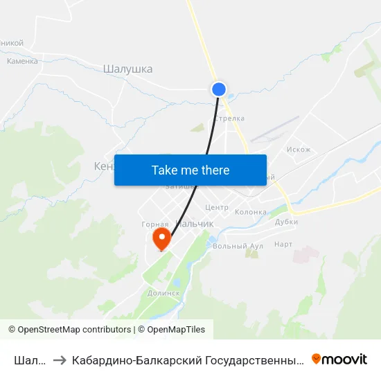 Шалушка to Кабардино-Балкарский Государственный Аграрный Университет map