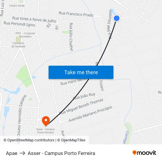 Apae to Asser - Campus Porto Ferreira map