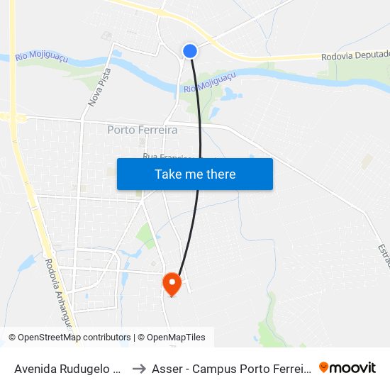 Avenida Rudugelo 27 to Asser - Campus Porto Ferreira map