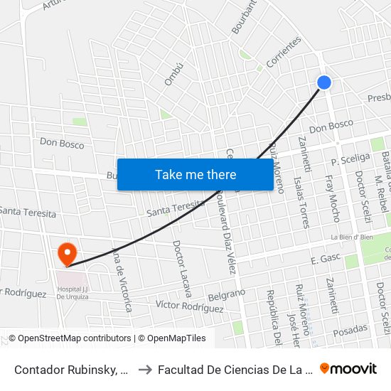 Contador Rubinsky, 1316 to Facultad De Ciencias De La Salud map