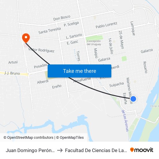 Juan Domingo Perón, 711 to Facultad De Ciencias De La Salud map