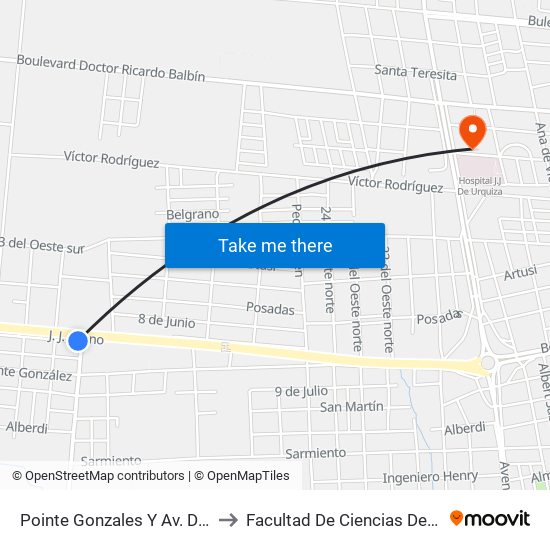 Pointe Gonzales Y Av. Del Ciervo to Facultad De Ciencias De La Salud map