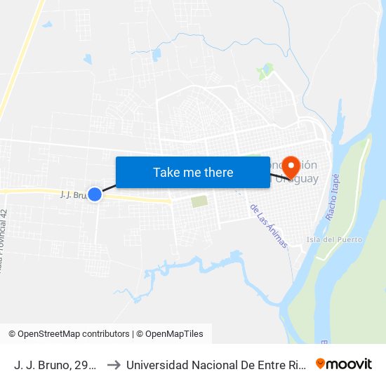 J. J. Bruno, 2904 to Universidad Nacional De Entre Rios map